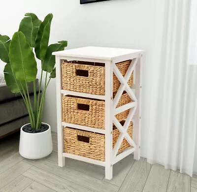 EHemco 3 Tier X-Side End Storage Cabinet With 3 Wicker Baskets (Collectible) • $64.99