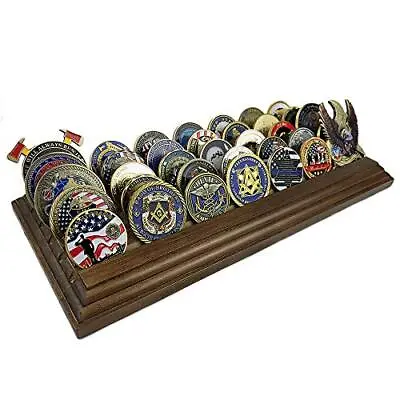  5 Rows Challenge Coin Holder Military Coin Display Stand Walnut Finish  • $31.03