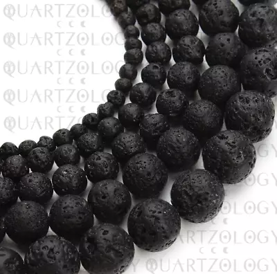 Black Volcanic Lava Stone Beads 10mm DIY Bracelet Jewellery Making Round • £14.99