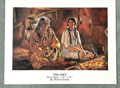 Michael Gentry Art Card THE GIFT Beaded Moccasins Native American Warrior Maiden • $9.99