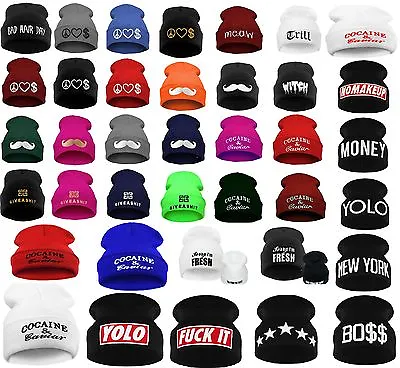 £5.99 • Buy Men Women Winter Beanie Hat Bad Hair Day Caviar Wasted Youth Oversized Unisex 