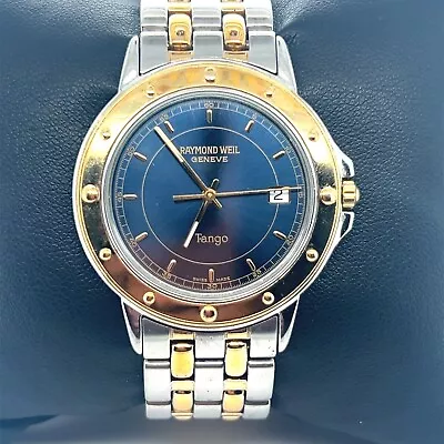 Raymond Weil Tango Two-Tone Blue Dial Quartz 35mm Mens Watch ~ Working! • $101.50