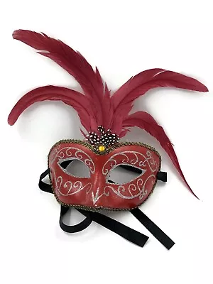 Venetian Mask Prophet Red & Silver Masquerade Drama Mardi Gras Theatre Party • $14.50