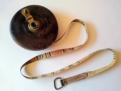 £5.95 • Buy VINTAGE JOHN RABONE & SONS HOCKLEY ABBEY LEATHER COVERED TAPE MEASURE # 250 66ft
