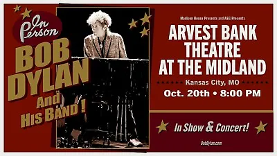 $19.19 • Buy BOB DYLAN AND HIS BAND 2019 KANSAS CITY CONCERT TOUR POSTER - Folk, Blues Music