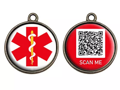 QR Code Medical Alert Charm Pendant Your Personal Medical Information 2 Sided • $17.95