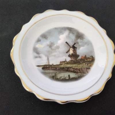 £5 • Buy Regency Bone China Trinket Dish Featuring A River And Windmill Scene.