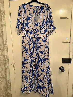Oasis Ladies Chiffon Maxi Summer  Multi Coloured Front Button Dress . Size 18 Uk • £19.99