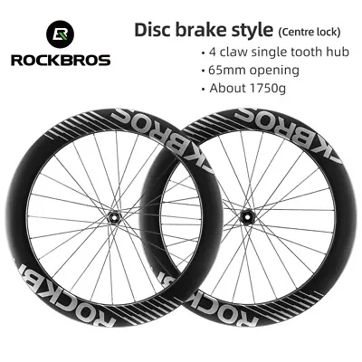 ROCKBROS Road Bike Carbon Fiber Wheels 700C Disc Brake 38/65mm Bicycle Wheelset • $620.10