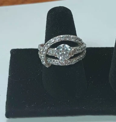 $34.79 • Buy Beautiful Jose Hess Sterling Silver White CZ Cubic Zirconia Cocktail Ring Size 6