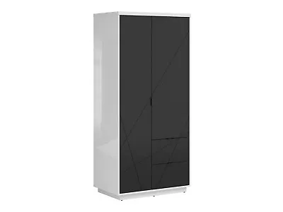 New Contemporary 2 Doors Wardrobe Bedroom Storage White Gloss/black Matte • £450