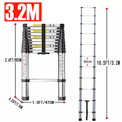 8.5Ft-20.3Ft Telescopic Extension Ladder Alu/Stee Multi Purpose Folding Non-Slip • $71