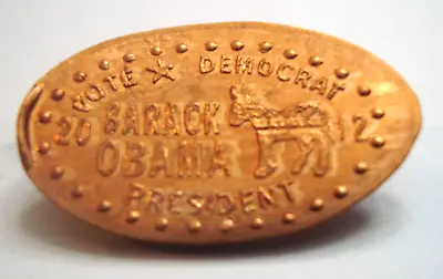 BARACK OBAMA For President 2012 -- Elongated Copper Penny • $1.99