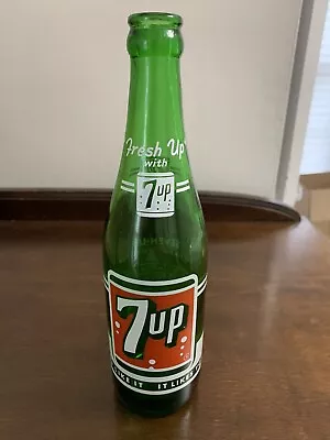 Vintage 12 Oz. Green 7-UP BOTTLE  Fresh Up With Seven Up  1958 • $4.99