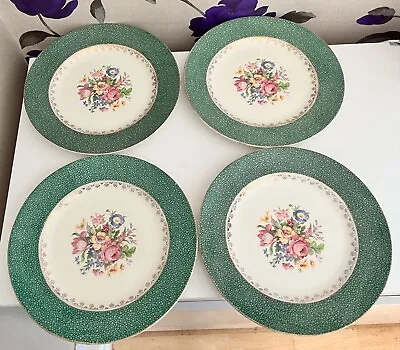 J&G Meakin Florida Sol Plates X 4 Floral Green Gold Gilded • £24.99
