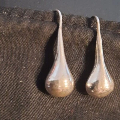 $24 • Buy Teardrop Earrings Mexico Pierced Sterling Silver Taxco Large 