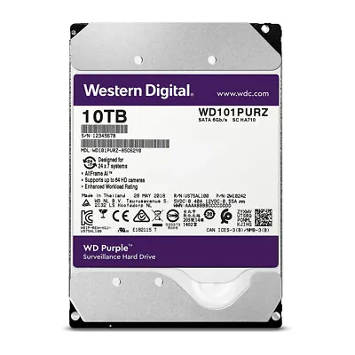 $229.99 • Buy Western Digital Purple 10TB 3.5  256MB Surveillance Hard Disk Drive WD101PURZ 