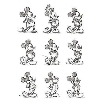 Mickey Mouse (Sketched - Multi) Official 30 X 40cm Canvas Print Wall Art • £24.95