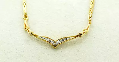 Necklace 14k Gold .40 CTW V Shaped Necklace With Byzantine Chain 20150292 • $1281.68