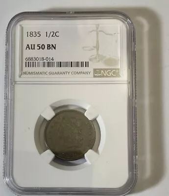 1835 Classic Head 1/2 Cent Coin -NGC AU 50 • $199.50