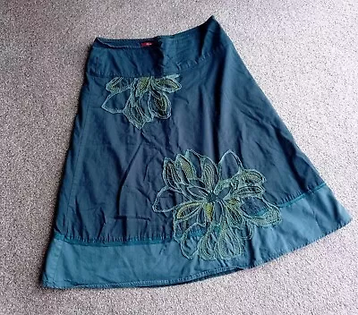 Monsoon  Cotton Skirt Teal Blue Women's UK  10 • $7.15
