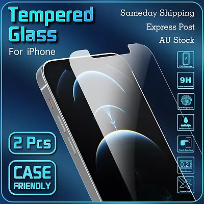 $4.85 • Buy 2x Tempered Glass Screen Protector For IPhone 14 13 12 11 Pro XS Max XR 7 8 Plus