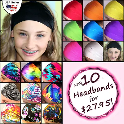$27.95 • Buy  Wide Headbands Set Of 10! Yoga Sports Soccer Basketball Softball Lacrosse Dance