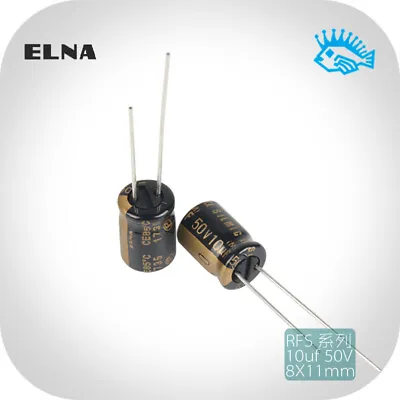 ELNA 10uf 50V10uF Silmic II RFS Audio Capacitor 8x11mm Copper Pins • $3.05