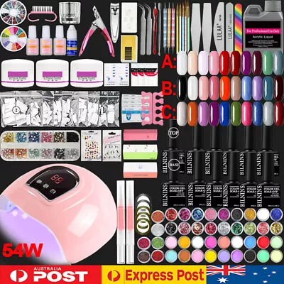 $21.99 • Buy Full DIY Acrylic Nail Art Kits Tips Brush Powder Liquid Manicure Glitter Set