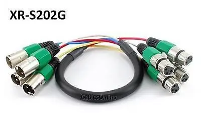 2ft Pro XLR 4-Channel M To F Balanced Audio Snake Cable CablesOnline XR-S202G • $17.95