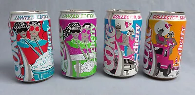 4 Vintage UK 1990's Cherry Coke Soft Drink Collector Cans Made By Coca Cola • £18.99