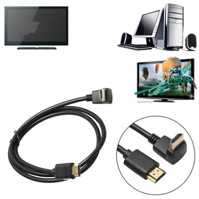 Right Angle 90 Degree HDMI 1.4 To HDMI Cable With Ethernet HDTV 3D FULL HD 1080P • £3.71