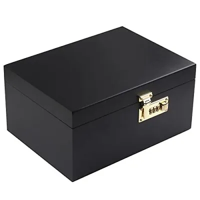 Wooden Box With Hinged Lid And Lock Premium Keepsake Decorative Storage Box F... • $42.86