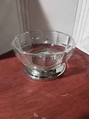 Vintage  Crystal Salad Jelly  Bowl. Silver Plated 4.5 X2.3 • $14.49