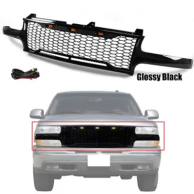 Front Bumper For 99-06 Chevy Suburban 1500 Tahoe Mesh Hood Grille WITH LED Black • $80.35