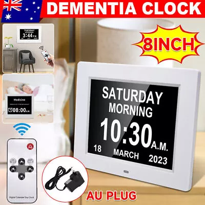 8inch Large Digital Dementia Clock LCD Display Alarm Date Time Modern Home Decor • $56.99