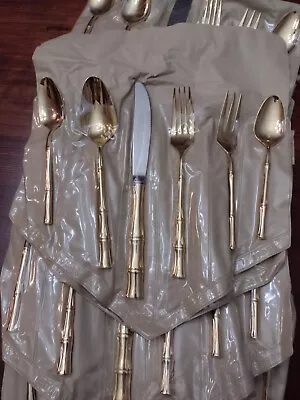 Vintage Supreme Vermai 23 Karat Gold Plating Bamboo Pattern  Flatware Cutlery • $16