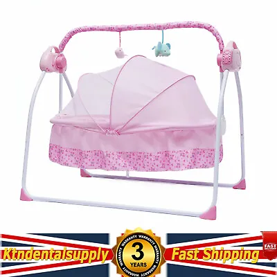 Electric Baby Crib Cradle Music Infant Auto-Swing Bed Rocker 5-Speed Adjustable • £78