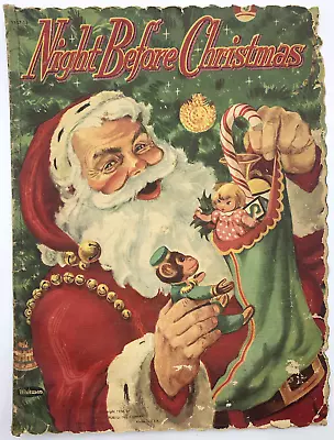 Vtg Whitman Night Before Christmas Childrens Book Fuzzy Santa Claus 1954 • $24.99