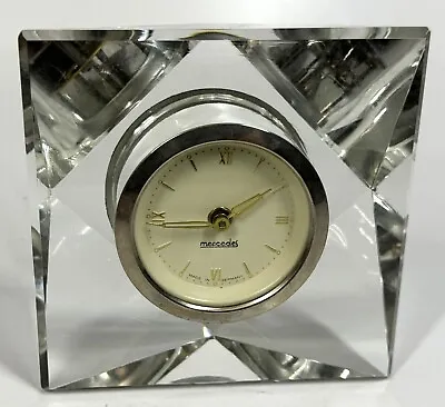 Mercedes Germany Vintage 4  Germany Cut Glass Crystal Wind Up Desk Clock WORKS • $42.99