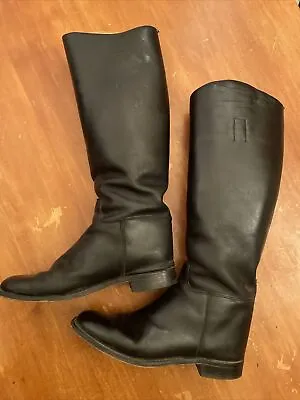 MARLBOROUGH England Equestrian TALL Black Leather Riding Boots Women's Size 7 C • $92