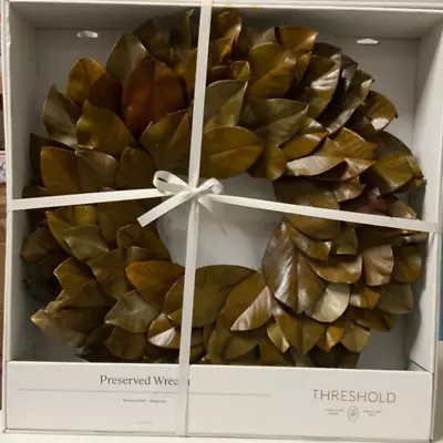 🍂 Threshold Preserved Magnolia Wreath 21  Dia. Handcrafted🆕 • $29.99
