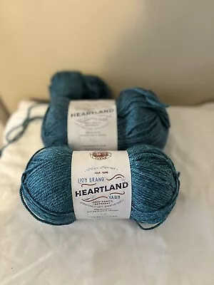 100% Acrylic Lion Brand Yarn Heartland Yarn Glacier Bay 5oz/142 Gr PLUS BONUS • $10.50