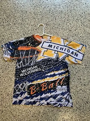 Michigan Wolverines Shirt Vintage 90s All Over Print DOUBLE SIDED FAB 5 Hip Hop • $89.99