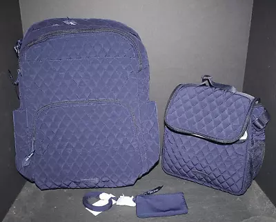 Vera Bradley CLASSIC NAVY Essential Large Backpack CROSSBODY LUNCH ZIP SET • $135