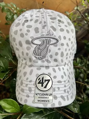 Miami Heat '47 Brand NBA Women's White Gray Cheetah Clean Up Adjustable Hat • $18.50
