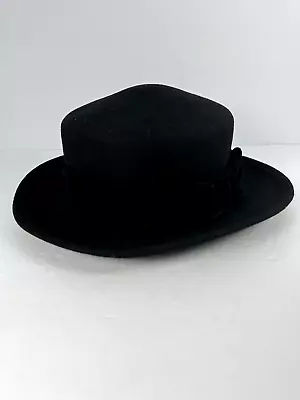 Vintage Brooks Brothers Dollman Hat Co Womens Doeskin Felt Black Hat With Bow • $69