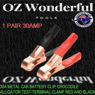 30A Metal Car Battery Clip Crocodile Alligator Test Terminal Clamp Red Black New • $5.59