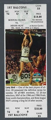 $59 • Buy Larry Bird Final Year Boston Garden Vintage 1995 Nba Celtics Full Ticket Mar 31
