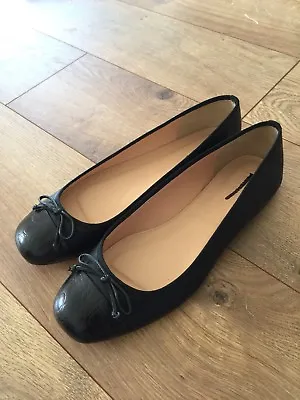 JCrew $138 Lily Cap-Toe Ballet Flats Sz 8 Black Shoes G7843 • $135